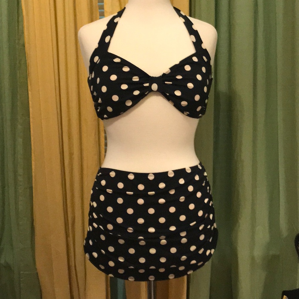 Esther Williams Retro Black/White Polka Dot Bikini